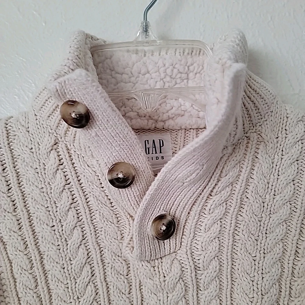 GAP Kids Beige Cable Knit Fisherman Sweater